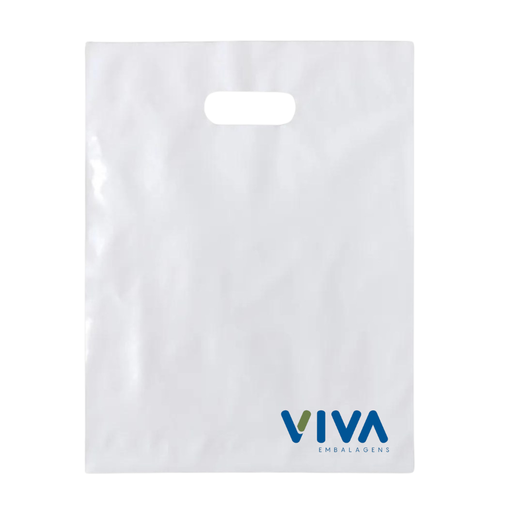 Sacola alça vazada com logo - Embalagens Viva