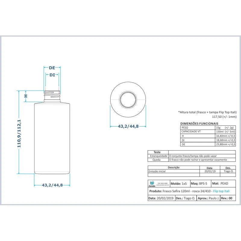 Ficha Técnica safira 120ml