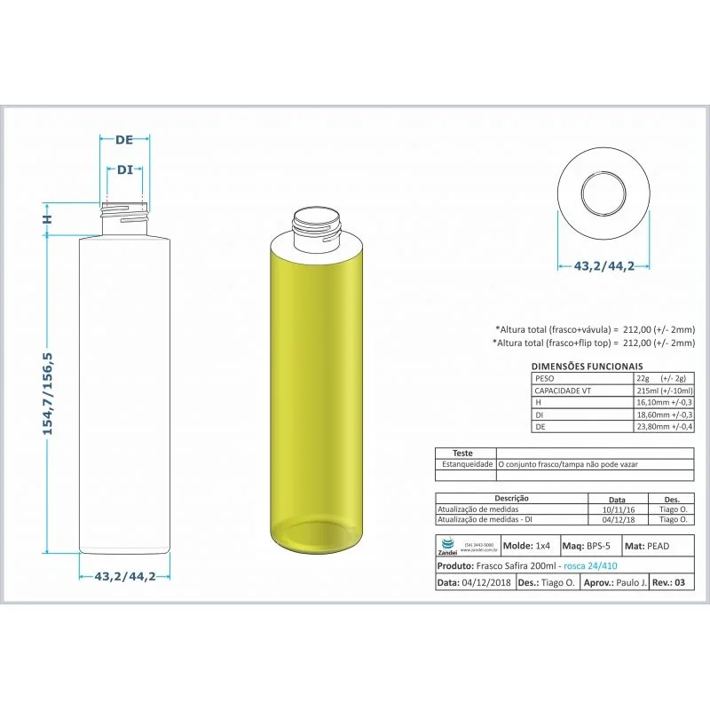 Ficha técnica 200ml safira 