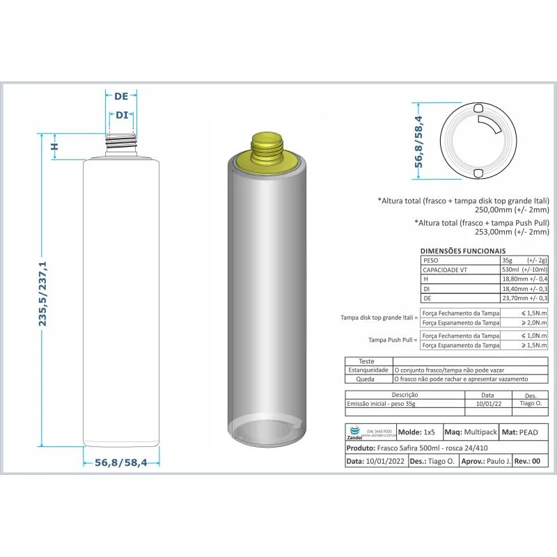 fICHA TÉCINCA 500ML SAFIRA 24-410