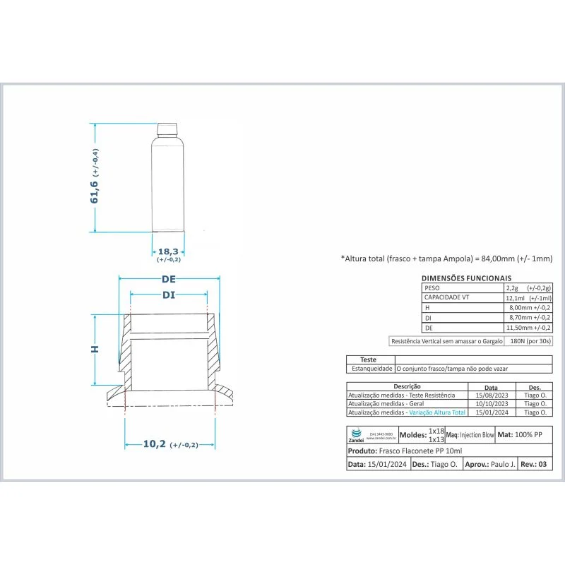 Ficha Técnica Flaconete 10ml - Zandei